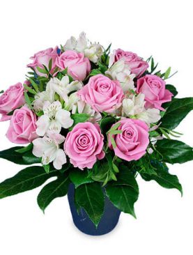 Alstromerien Blumenstrauß mit rosa Rosen